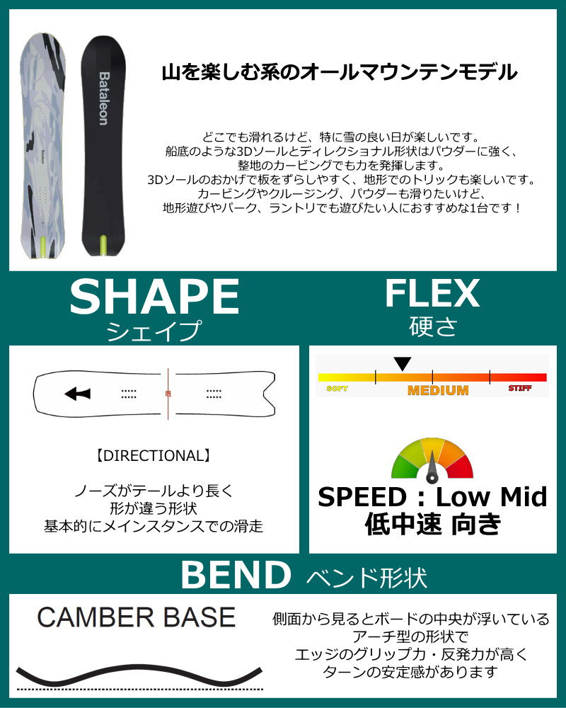 特典【早期予約】 メンズ スノーボード 板 157cm BATALEON Cameleon