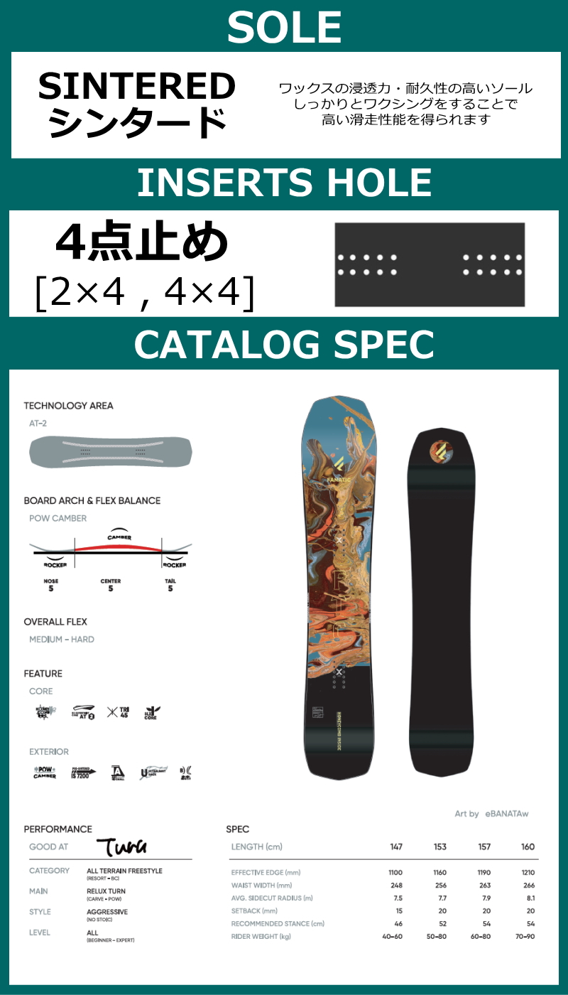 特典付き 【早期予約商品】 メンズ スノーボード 板 160cm FANATIC FTC