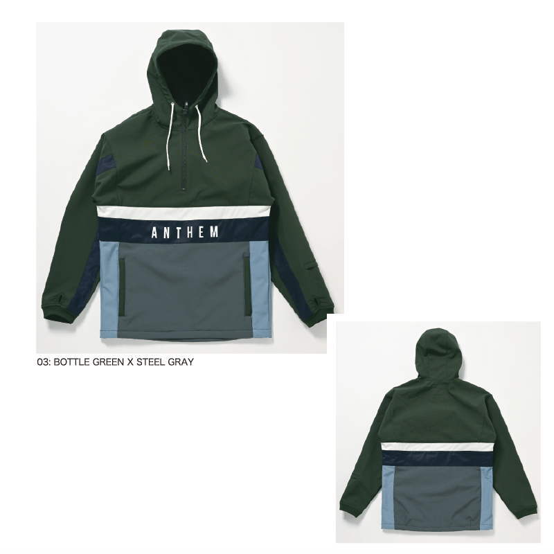 ○ 23-24 ANTHEM WINGZIP ANORAK JACKET BOTTLE GREEN STEEL GRAY
