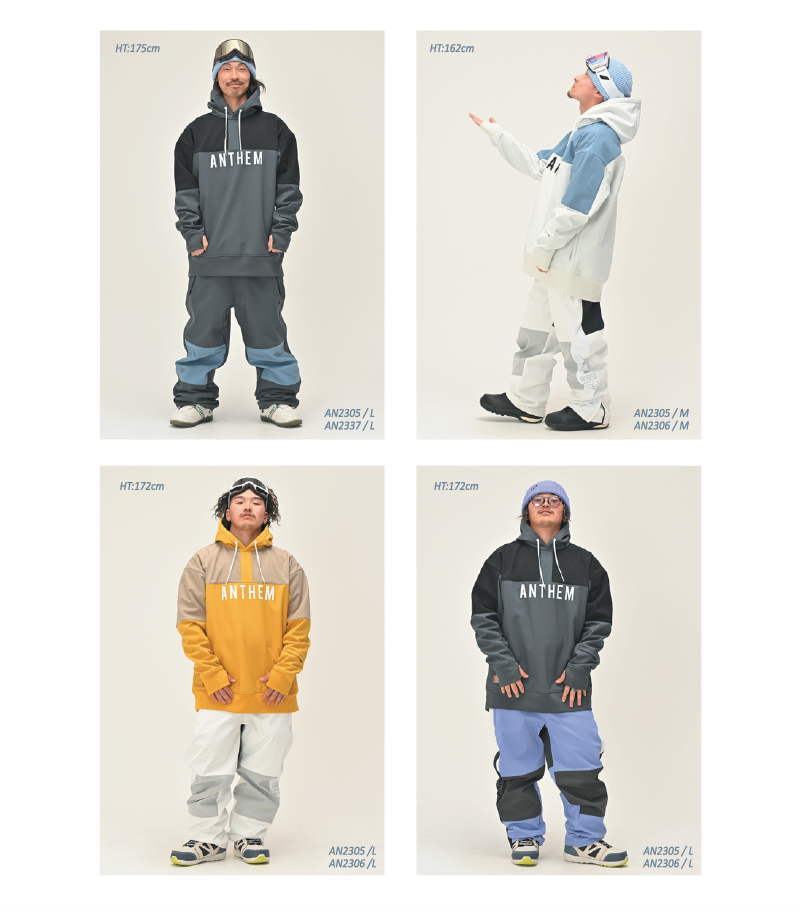 anthem アンセム　パーカー　スノーボード ○ 23-24 ANTHEM SHOULDER PATCH HOODIE FOG BLUE AN2305 アンセム