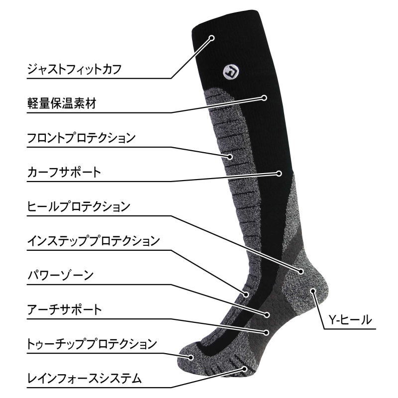 【即納】●[25-27ｃｍ]24 NORTH PEAK COMPRESSION LONG SOCKS MP-750 カラー:BK ソックス 靴下 スノーボード スキー |  | 01