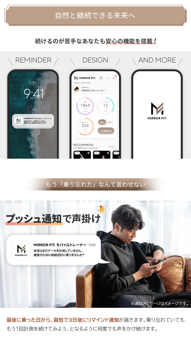 ミラーフィット MIRROR FIT. 体組成計 黄皓 スマート アプリ連動