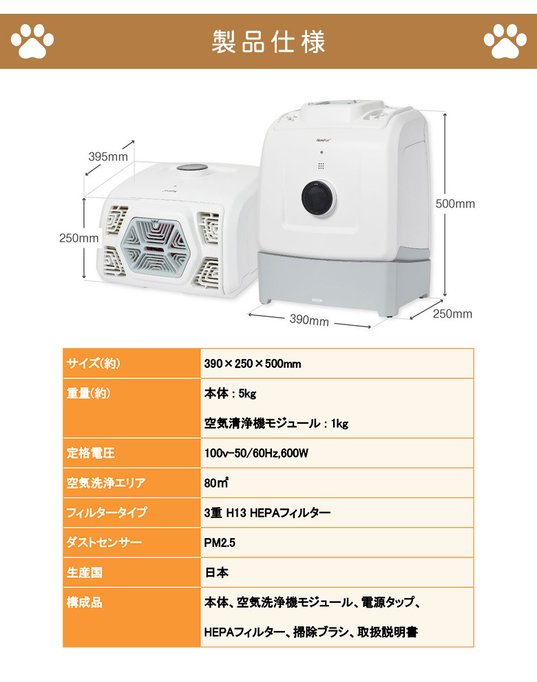 AbsFur エブスファー 抜け毛吸引機 ドライヤー 空気清浄機 ペット用