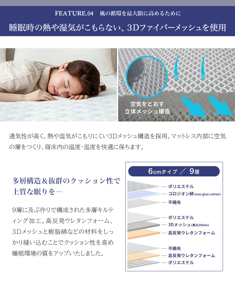 空気循環マットレス テコリア 寒い冬は温風で暖かく快適な睡眠環境に