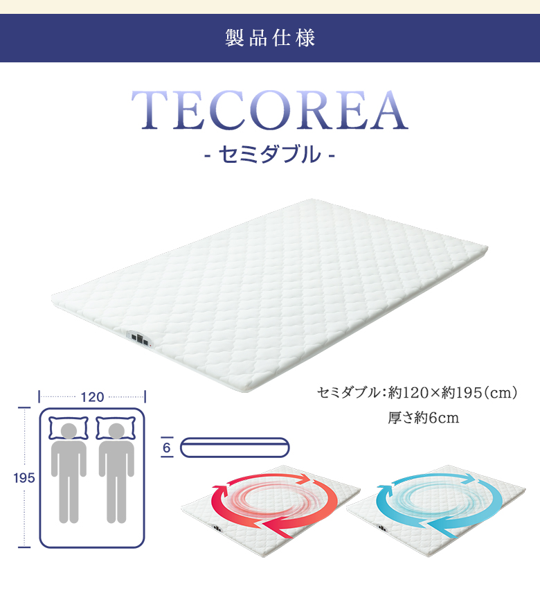 【新品】【定価70%OFF】 空気循環マットレス テコリア シングル 空気循環マットレス テコリア 寒い冬は温風で暖かく快適な睡眠環境に