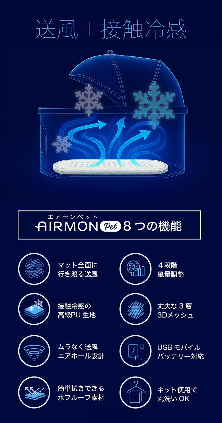 エアモン 送風型クールマット Lサイズ AIRMON PET SMALL ペット ファン