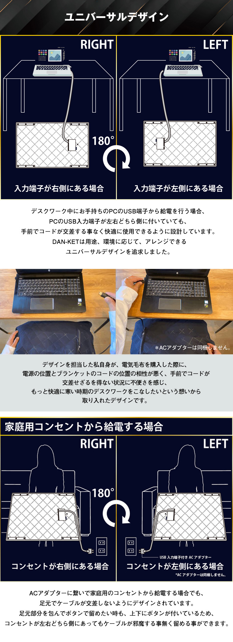 DAN-KET ダンケット 電熱ブランケット ヒーターブランケット 大判