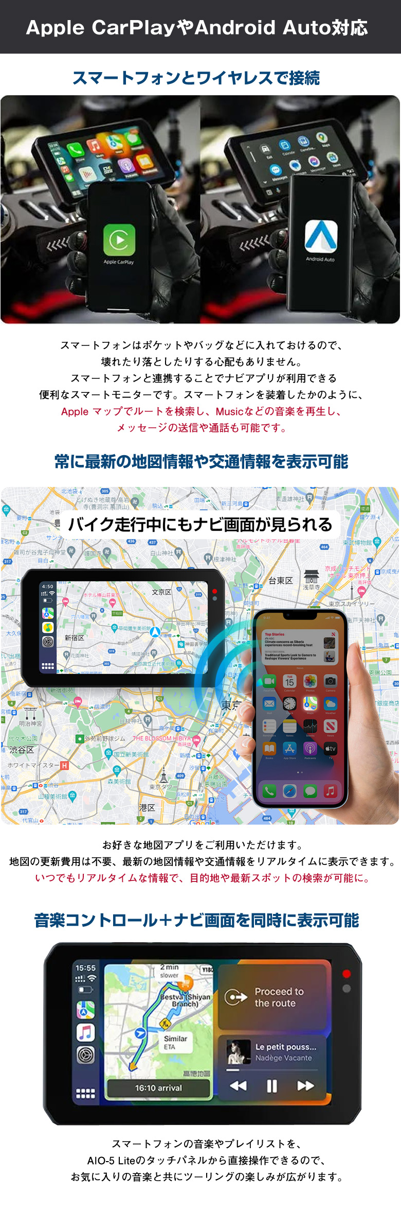 バイク専用 AKEEYO スマートモニター AIO-5 LITE ディスプレイ