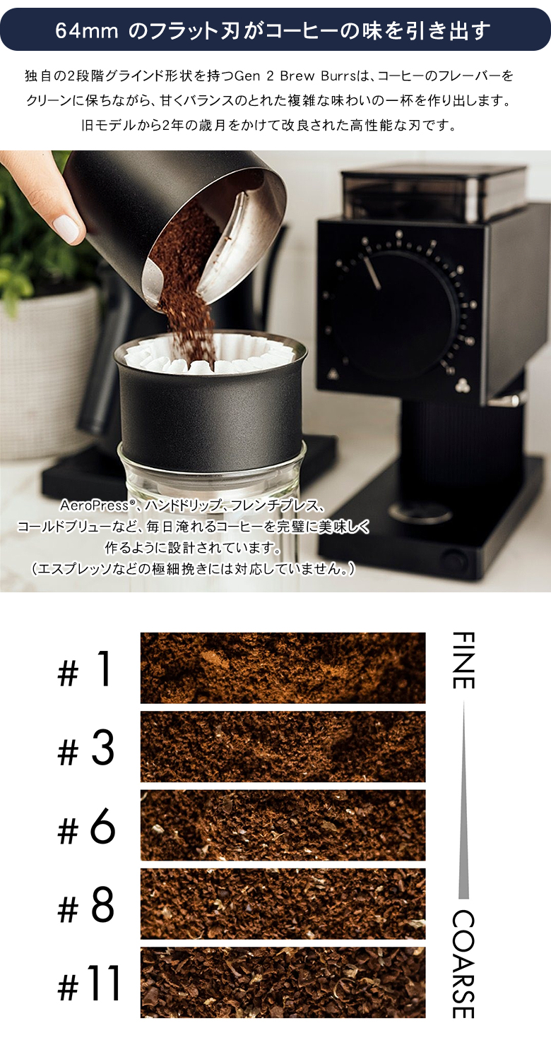 Fellow Ode Brew Grinder Gen2【珈琲豆の特典付！】フェロー オード ブリュー グラインダー ジェン2 コーヒーミル 電動  おしゃれ 電動ミル 電動グラインダー