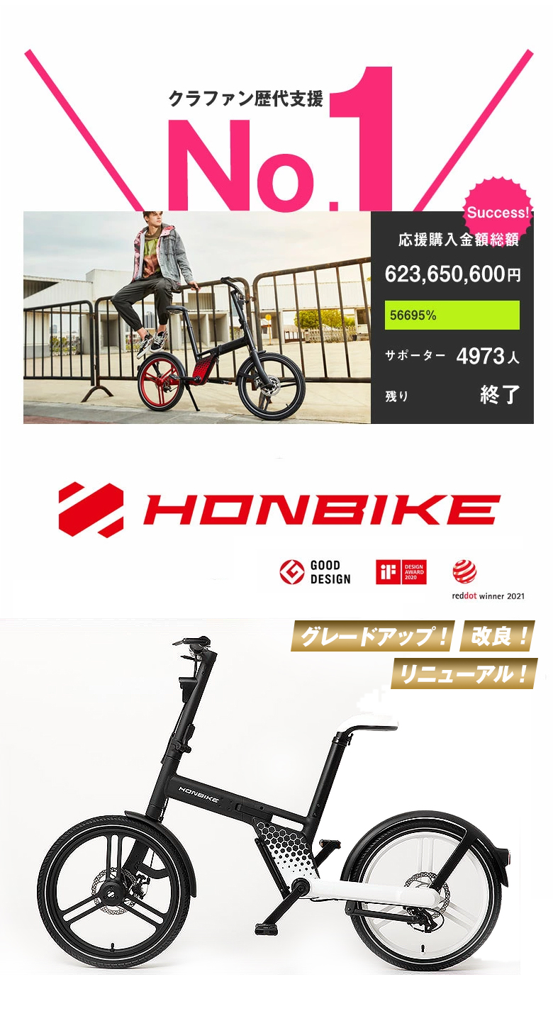 HONBIKE STONE PLUS ホンバイク ストーンプラス チェーンレス電動自転車 クイックスタンド 折り畳み電動アシスト自転車 折り畳み自転車  アシスト ミニベロ