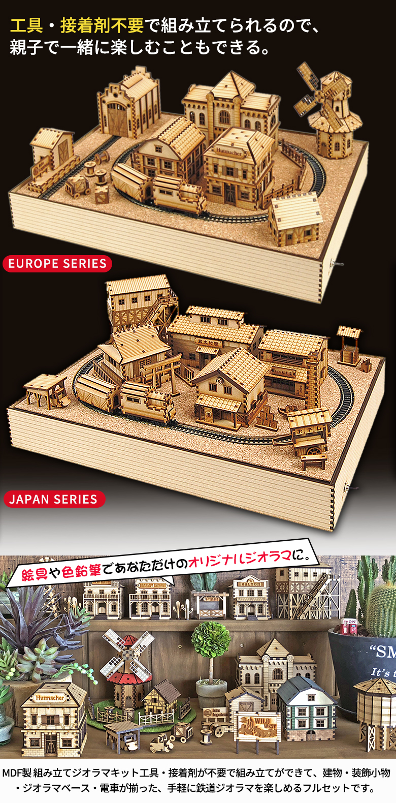 鉄道ジオラマ 組み立てキット CRAFT VILLAGE ヨーロッパ or ジャパンの