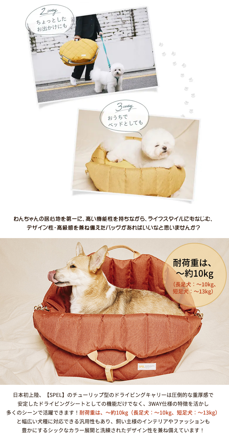 ペットキャリー 10kg SPEL ペット用3WAYドライビングキャリー