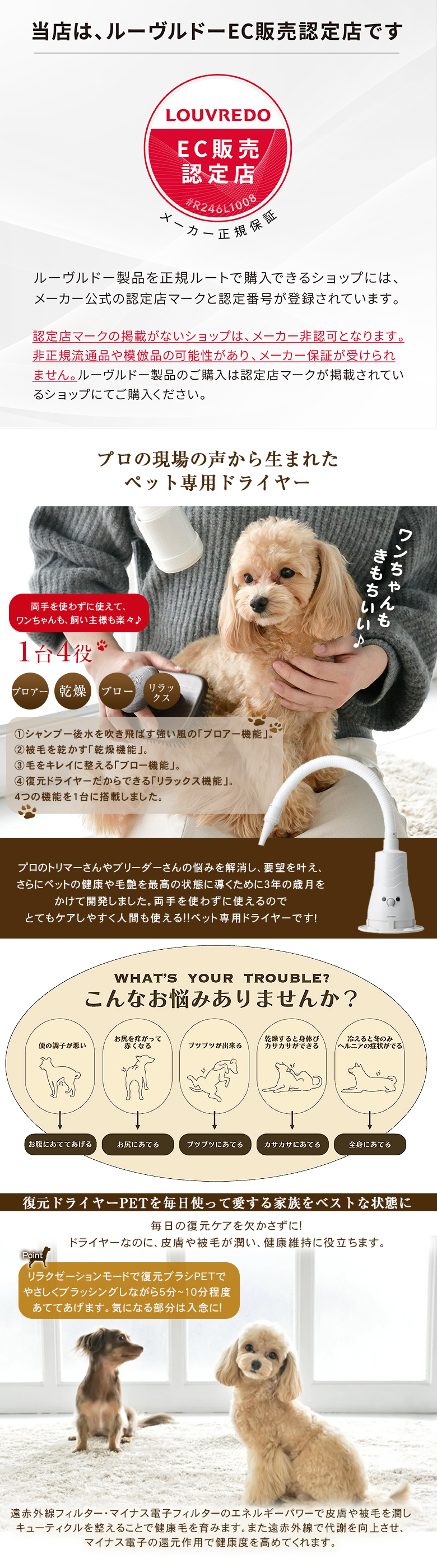 ハンズフリードライヤー LOUVREDO 復元ドライヤーPET プロ仕様 ルーヴルドー ペットドライヤー 両手が使える 置いて使える 置き型 ペットを乾かす  復元ケア : sima3565 : 想いを繋ぐ百貨店 TSUNAGU - 通販 - Yahoo!ショッピング