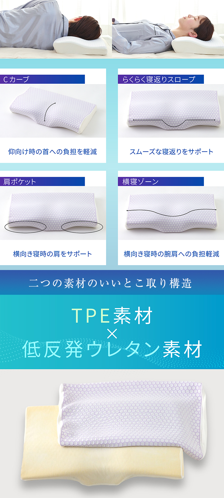 Sleepenrich 接触冷感＆フィット枕 まくら マクラ 枕 TPEカバー