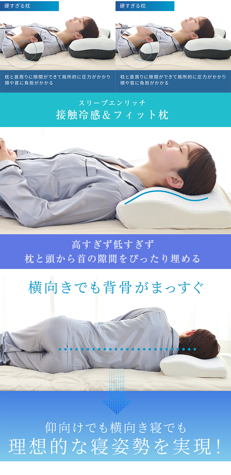 sleepenrich 枕　新品未使用　箱なし Sleepenrich 接触冷感＆フィット枕 まくら マクラ 枕 TPEカバー