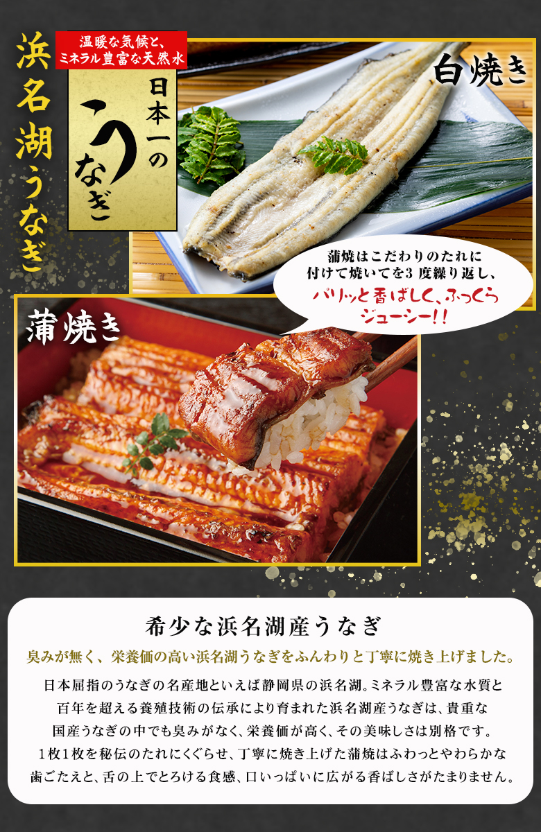浜名湖うなぎ蒲焼白焼 2人前 110g×2本 長焼き 鰻蒲焼き 白焼き 冷凍