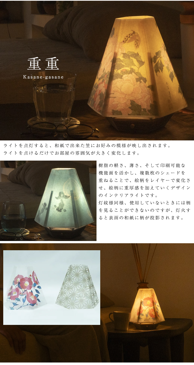 樹脂灯 灯紋様 重重 観月 和照明 和風照明 和紙ライト 和紙