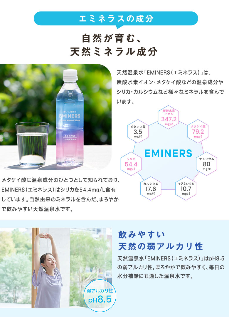 EMINERS (2L×6本入り) 2リットル エミネラス ミネラルウォーター 水