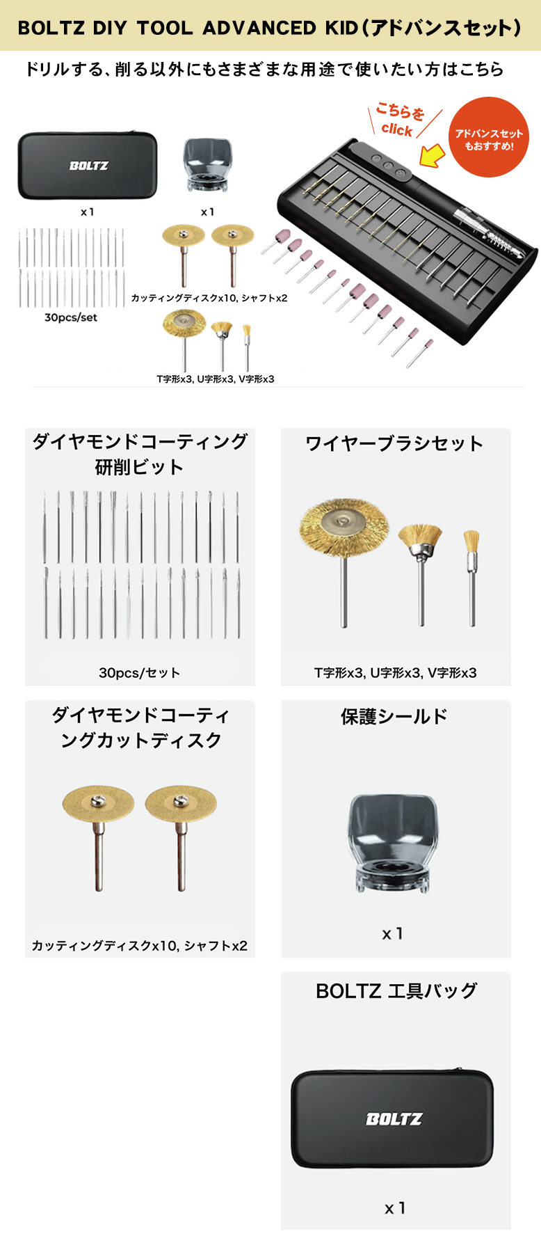 BOLTZ DIY TOOL ADVANCED KID ボルツ アドバンスセット 工具バッグ付き