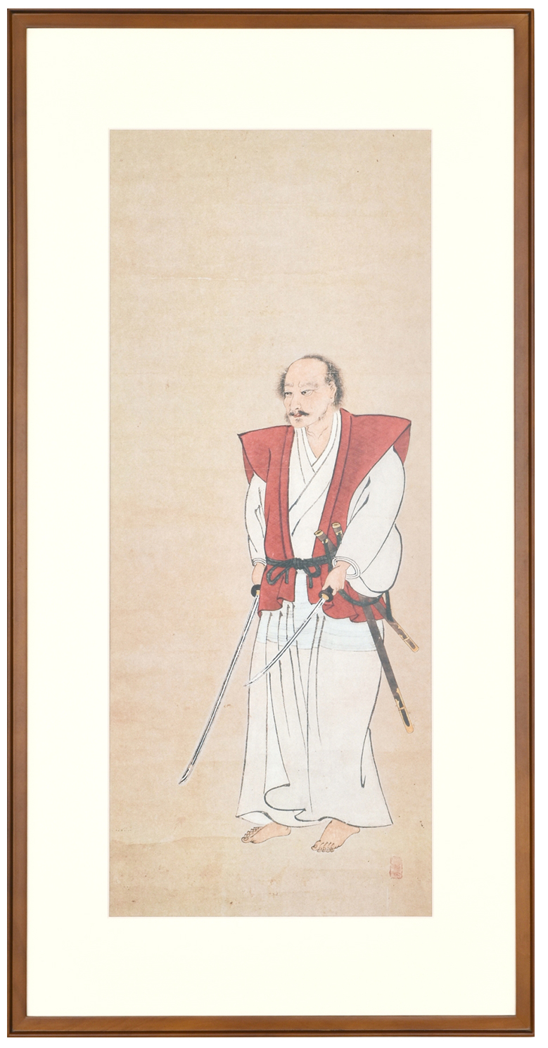 宮本長の絵画です額縁は古い物です作品は綺麗です 宮本武蔵名品コレクション 紙本著色 宮本武蔵像 額装 原寸大複製