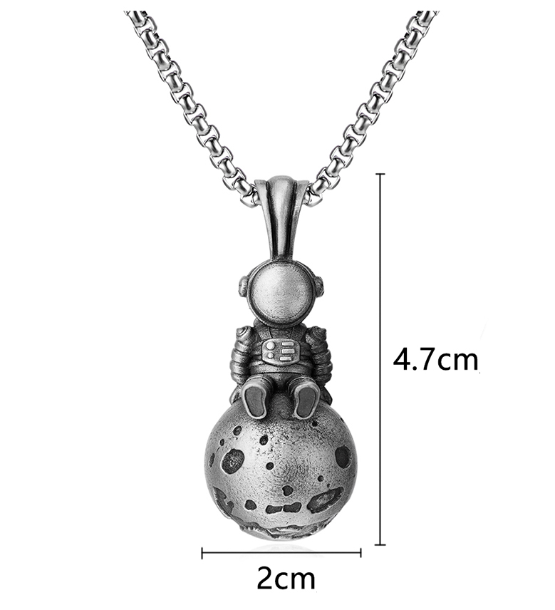月の宇宙飛行士ペンダント 錫製ペンダント 錫製ネックレス ステンレス