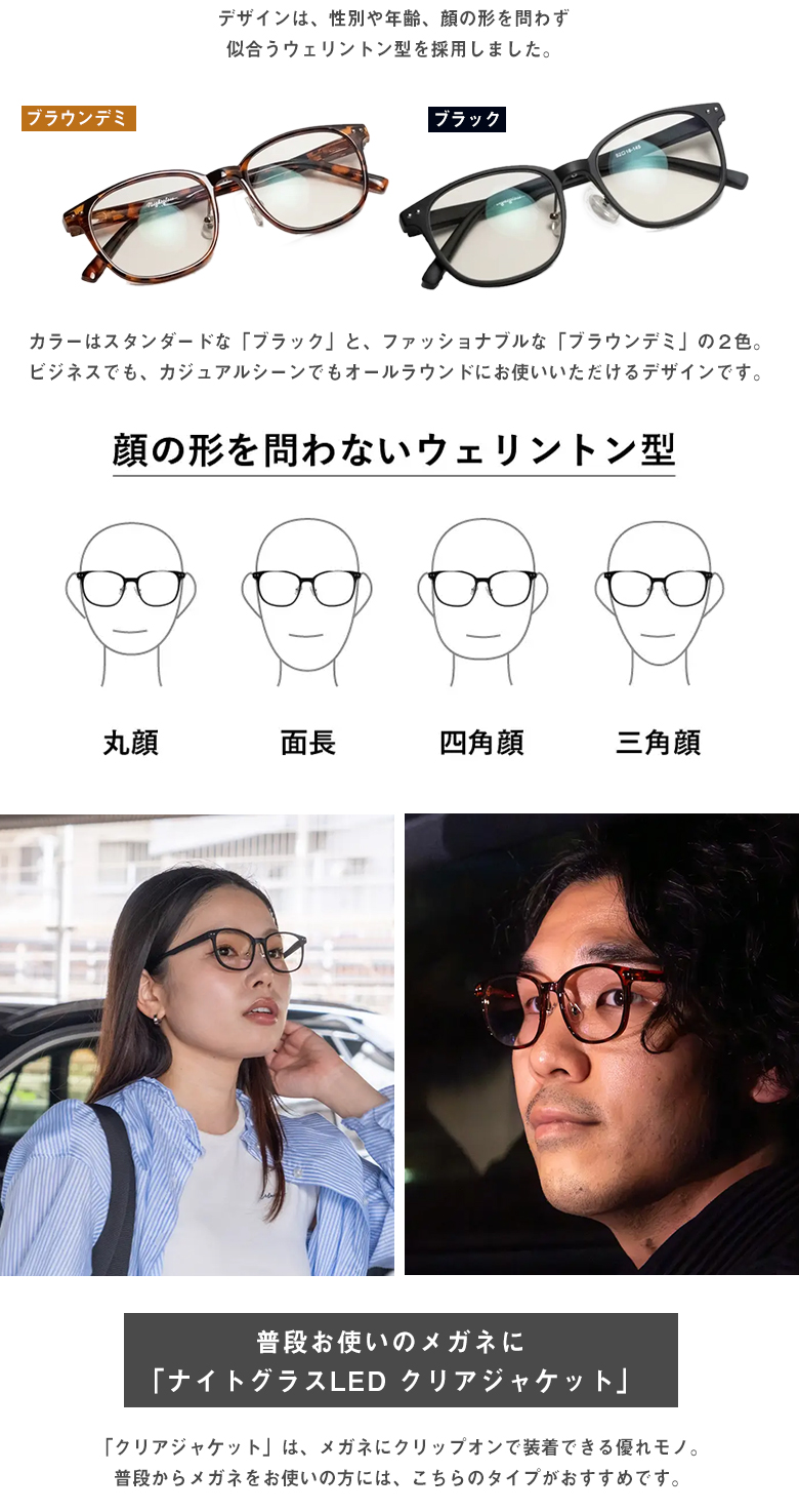 ナイトグラスLED スマートタイプ メガネ サングラス 眼鏡 夜間運転