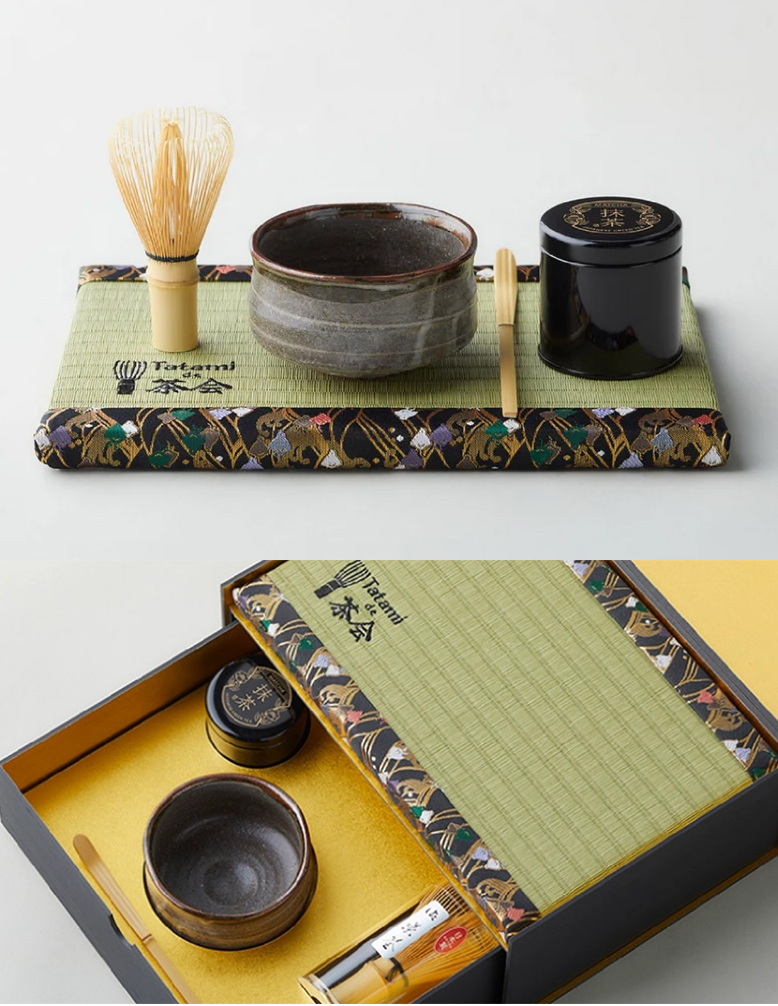 Tatami de 茶会 茶道セット お茶キット 道具 畳 茶筅 美濃焼抹茶碗