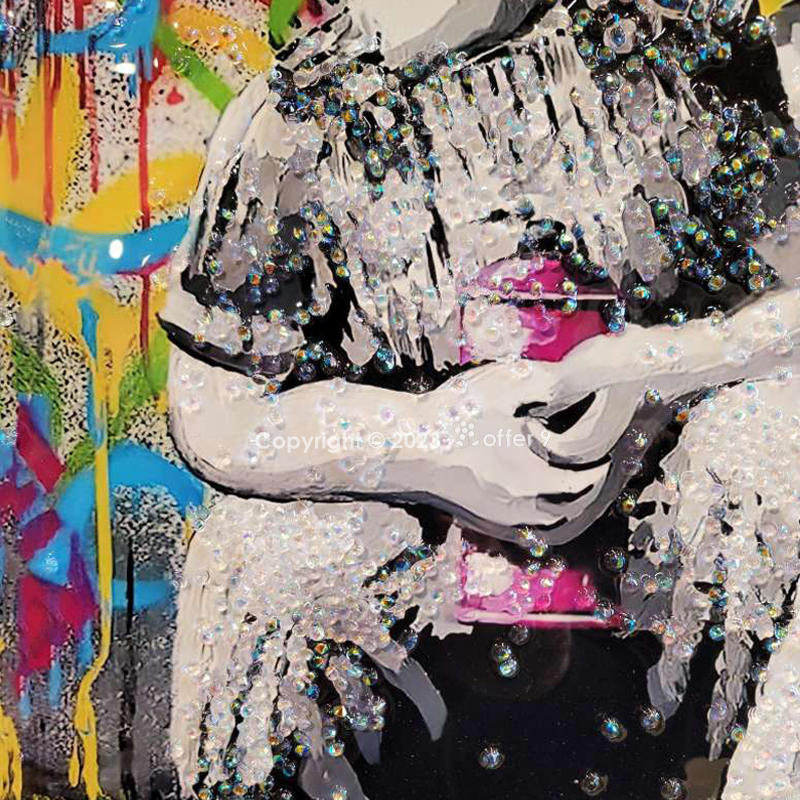水晶絵　KISS　カラフル　ペイント　POP　アートパネル　クリスタル　絵画　絵 水晶絵 KISS カラフル ペイント POP アートパネル クリスタル