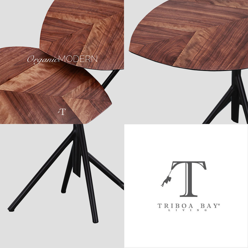 在庫処分セール】リーフ型テーブル 葉っぱ サイドテーブル 鉄板 突板