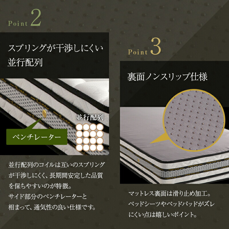 マットレス シングル シングルマット ポケットコイル 23cm厚 滑り止め