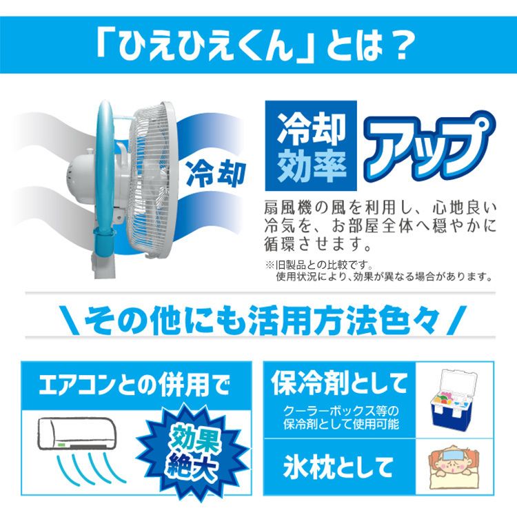 エコ省エネひえひえくん冷風扇風機冷却効率アップエアコン保冷剤ひえひえくんIII水色ReeD 