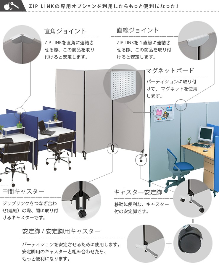 パーテーション 幅120×高さ120cm ZIP LINK パーティション ロー