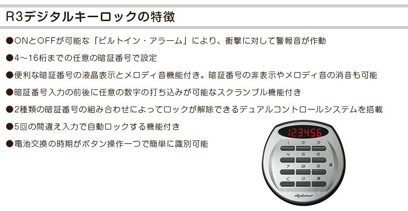 大人気 ディプロマット クリスタルシリーズ耐火 耐水デザイン金庫 19L