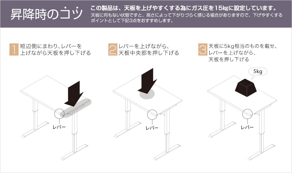 Amazon | オフィスコム 法人様向け 昇降デスク ガス圧式