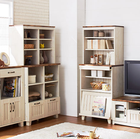 クロシオ カントリー ハイキャビネット 食器棚 隙間収納 幅400×奥行400