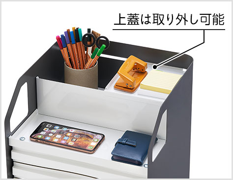 引き出し付き3段取り外し可能収納カート、家庭、オフィス、スタジオ用 オフィスコム 法人様限定 モーションカート デスク下ワゴン 幅333×奥行