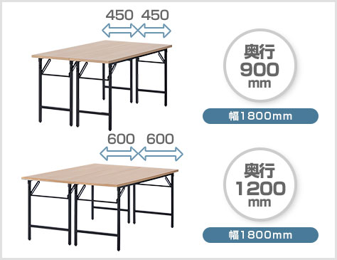 法人様限定 会議用テーブル 折りたたみテーブル 棚付き 幅1800×奥行450