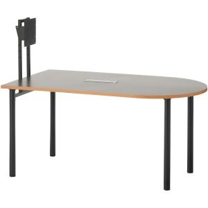 法人様限定 U型ミーティングテーブル2 モニタースタンドセット 会議用テーブル 半楕円型 配線ボック...