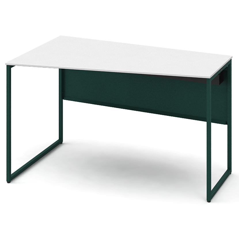 オカムラ ソリスト Soliste スタンダードタイプ 台形天板 左タイプ フレーム脚ダークグリーン 塗装天板 幅1200×奥行700×高さ720mm 3K2AHEの画像