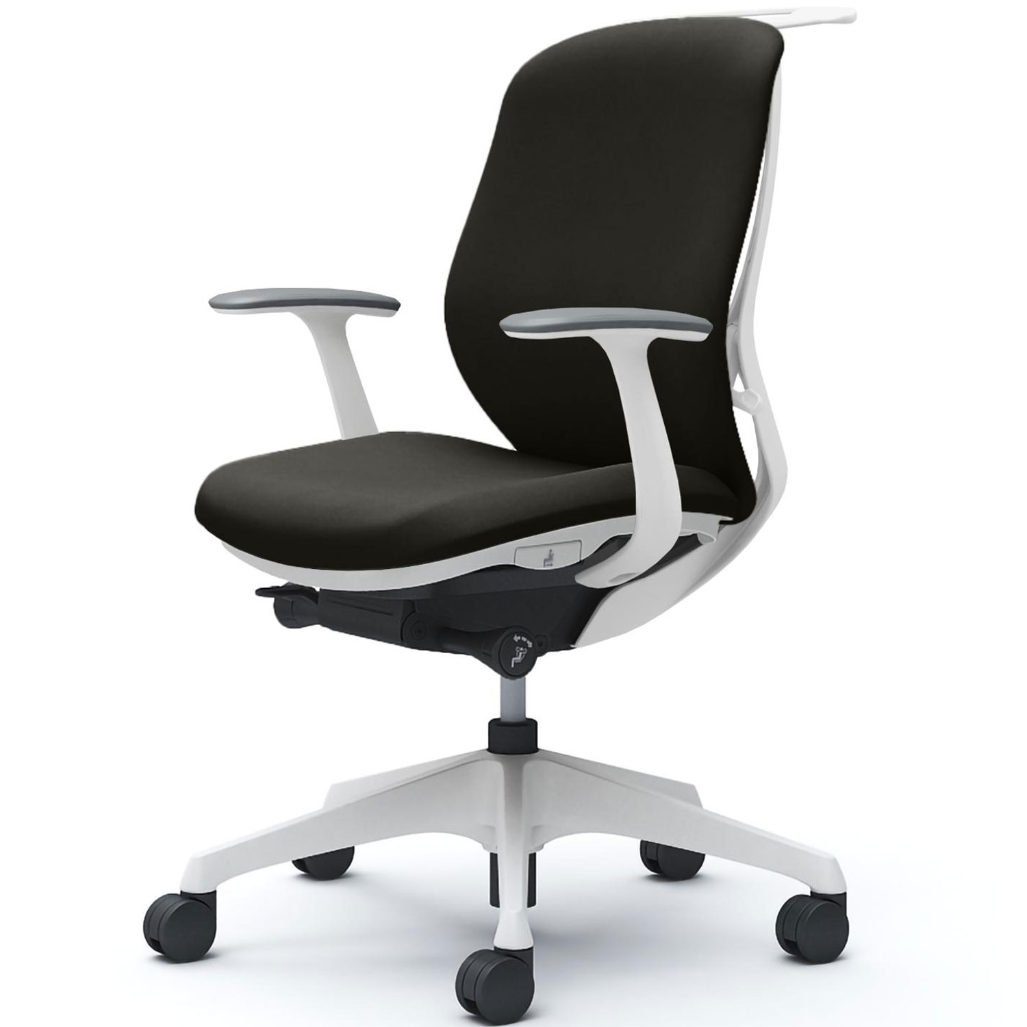 C644ZW シルフィー sylphy ローバック 背クッション(プレーン) 固定肘 ホワイトボディ ハンガー付 樹脂脚 ウレタンキャスター オカムラ オフィスチェア_3