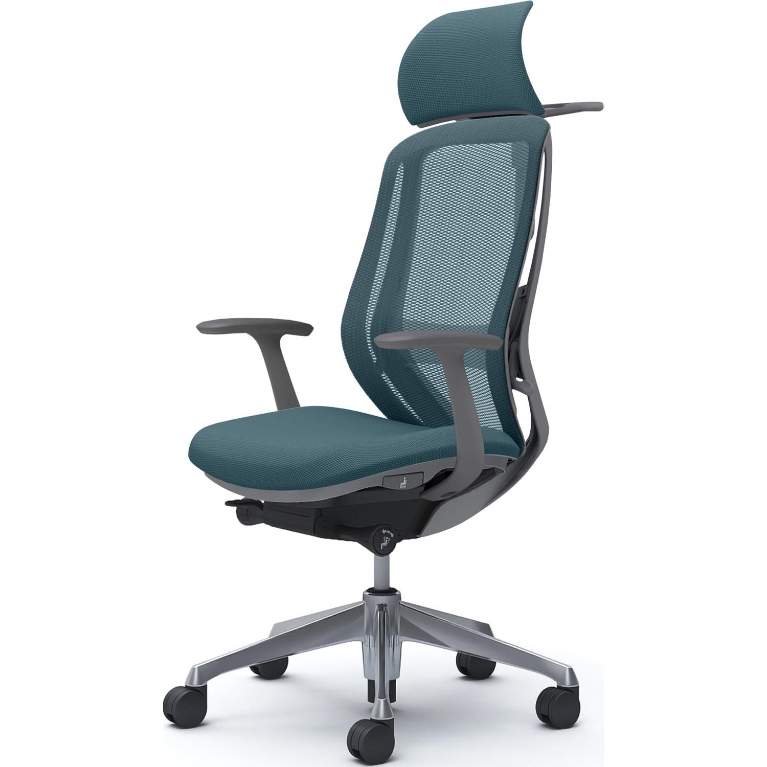 オカムラ シルフィー チェア エクストラハイ ヘッドレスト 肘 背メッシュ ダークグレー ハンガー ランバーサポート アルミ脚 ウレタンキャスター Sylphy C64BEE_4