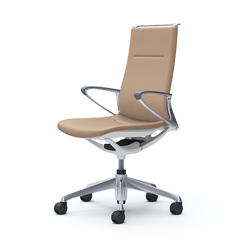 オカムラ オフィスチェア おしゃれ デスクチェア ワークチェア モード 革張り 5本脚 ハイバック アルミフレーム ホワイトボディ CA88ZZ