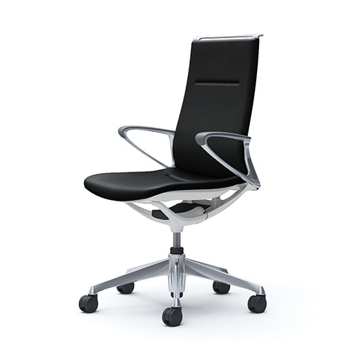 オカムラ オフィスチェア おしゃれ デスクチェア ワークチェア モード 革張り 5本脚 ハイバック アルミフレーム ホワイトボディ CA88ZZ