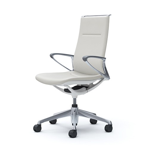 オカムラ オフィスチェア おしゃれ デスクチェア ワークチェア モード 革張り 5本脚 ハイバック アルミフレーム ホワイトボディ CA88ZZ