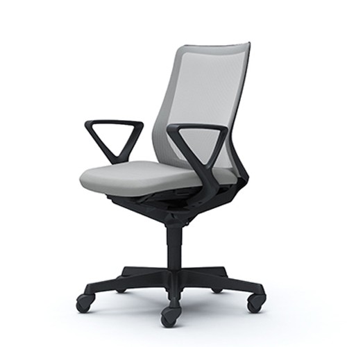 オフィスチェア オカムラ フルーエント fluent デスクチェア 椅子 チェア ローバック デザインアーム ブラックボディ ゴムキャスター CB41JR｜officecom｜02