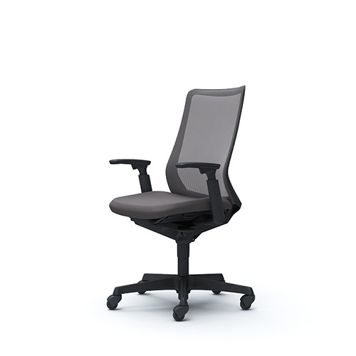 オフィスチェア オカムラ フルーエント fluent デスクチェア ワークチェア チェア ハイバック アジャストアーム ブラックボディ ゴムキャスター CB85JRの画像
