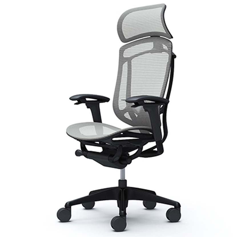 オフィスチェア オカムラ コンテッサ セコンダ ContessaII エクストラハイ 座メッシュ ブラックフレーム ブラックボディ ランバーサポート付 CC85MSの画像