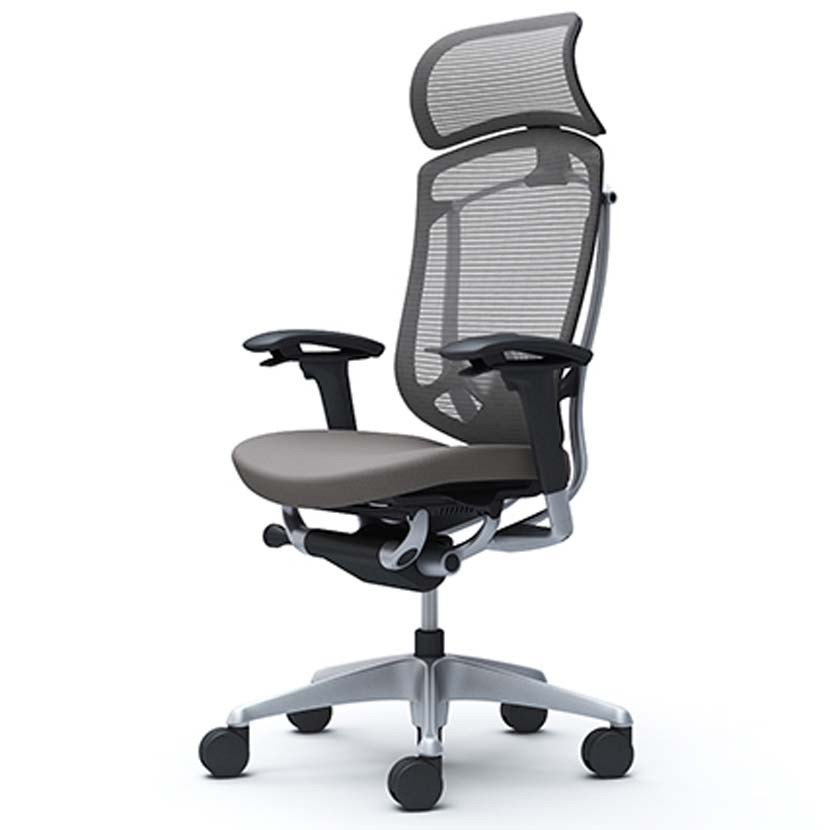 オフィスチェア オカムラ コンテッサ セコンダ ContessaII エクストラハイ 座クッション シルバーフレーム ブラックボディ ランバーサポート付 CC87GSの画像
