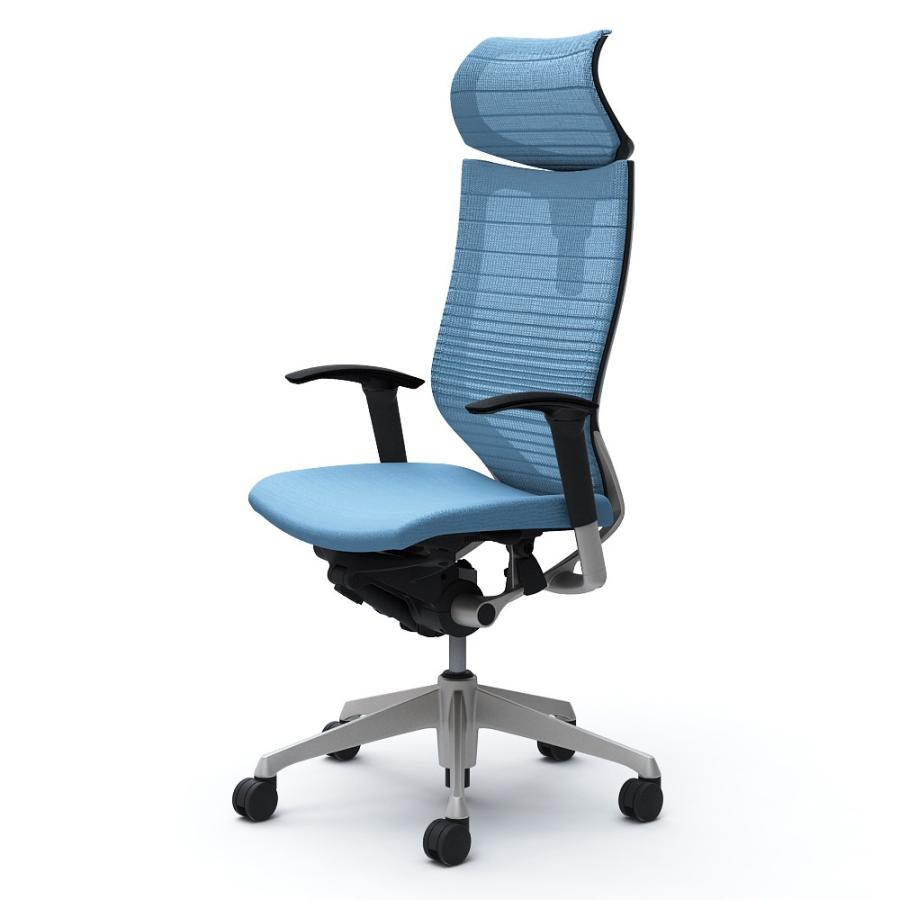 オカムラ バロン チェア 椅子 EXハイバック 可動ヘッドレスト グラデーションサポートメッシュ クッション 可動肘 シルバーフレーム ブラックボディ CP81DR｜officecom｜05