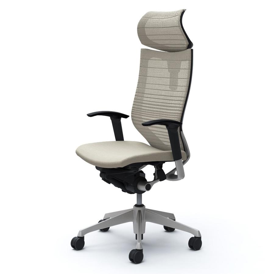 オカムラ バロン チェア 椅子 EXハイバック 可動ヘッドレスト グラデーションサポートメッシュ クッション 可動肘 シルバーフレーム ブラックボディ CP81DR｜officecom｜03